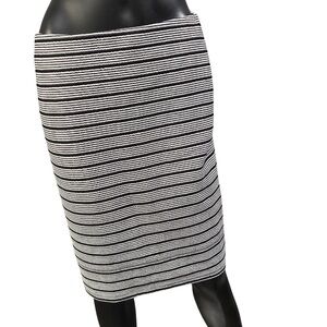 LOFT Black and White Striped Pencil Skirt